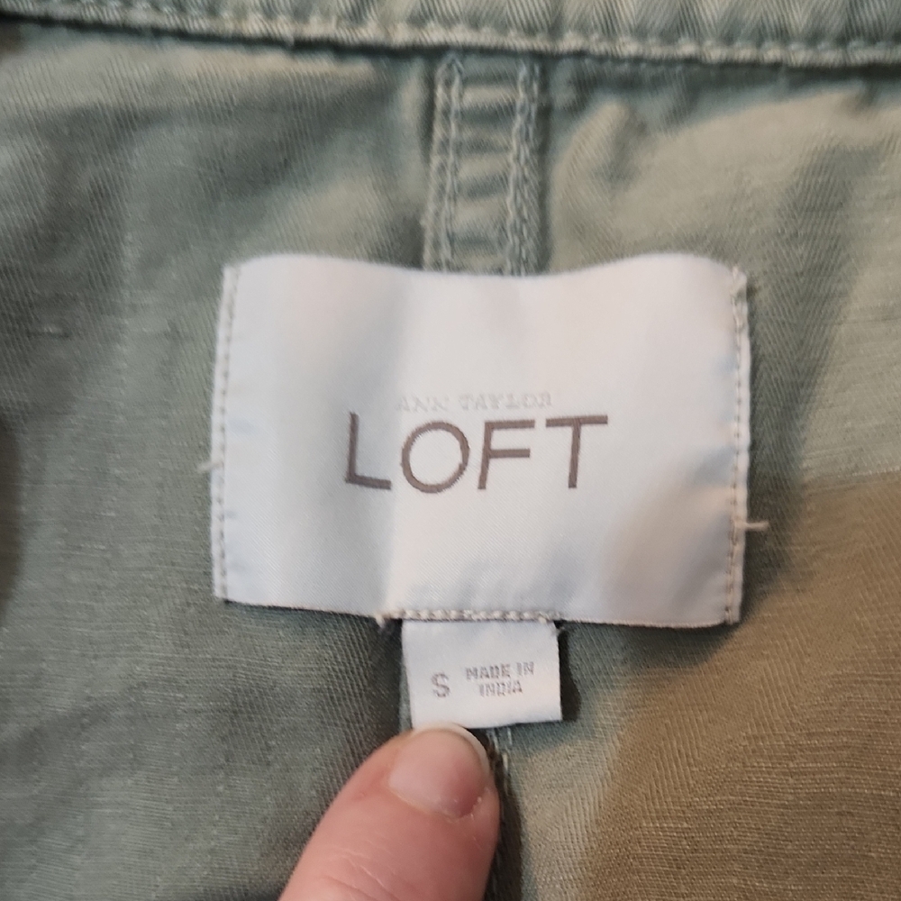 LOFT Sage Green Utility Jacket with Snap Pockets - Picture 2 of 7